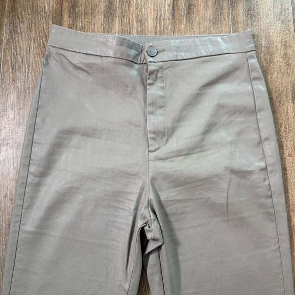 Massimo Dutti High Waisted Straight Leg Coated Trousers Size 6 Taupe 707 - Picture 6 of 12